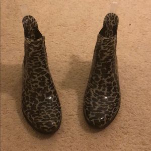 Leopard print rain boot booties